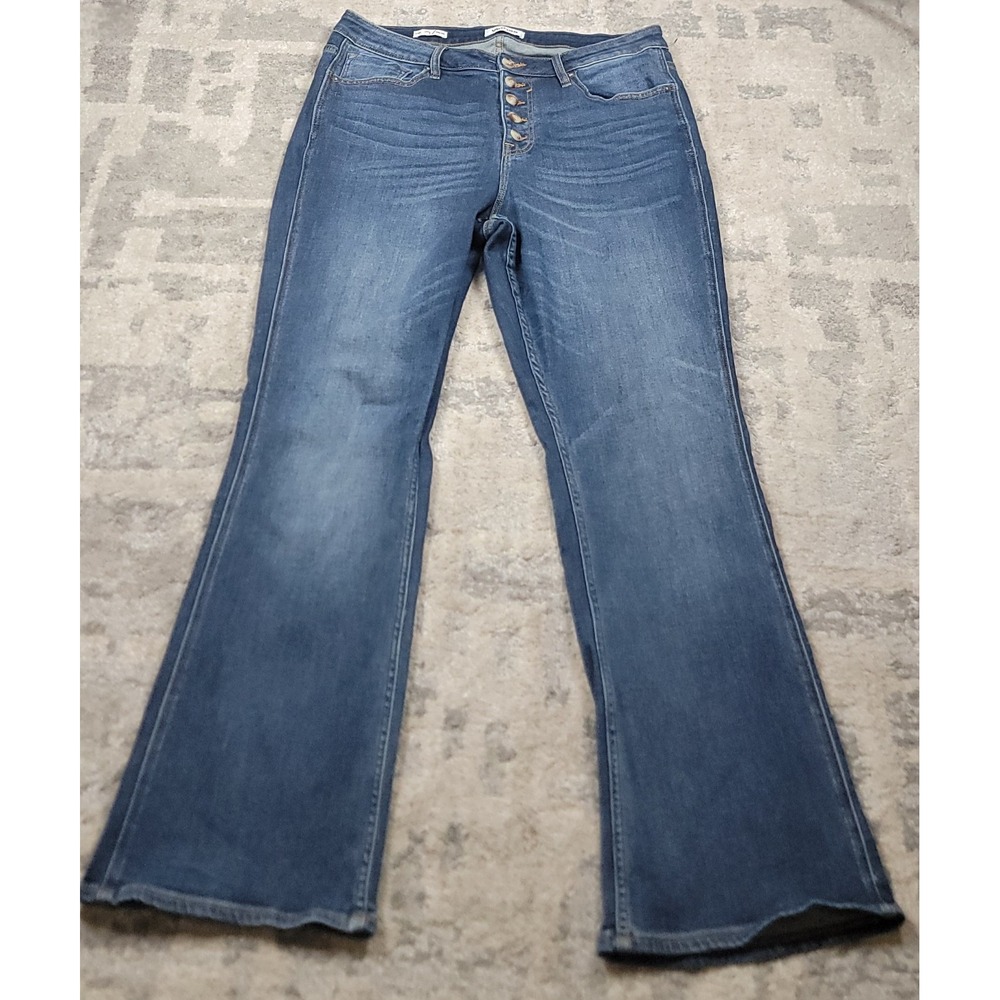 Vigoss Lana Women's Bootcut Blue Button-Fly Stretch Denim Jeans Sz 14 36x31.5